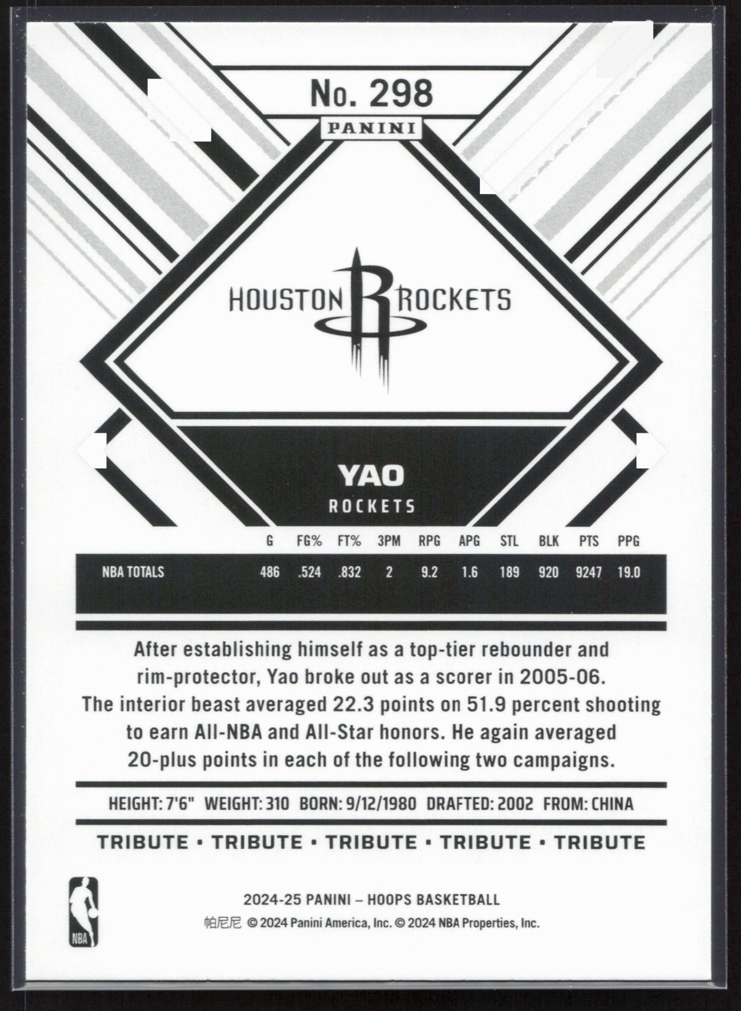 2024-25 Hoops #298 Yao Ming NM