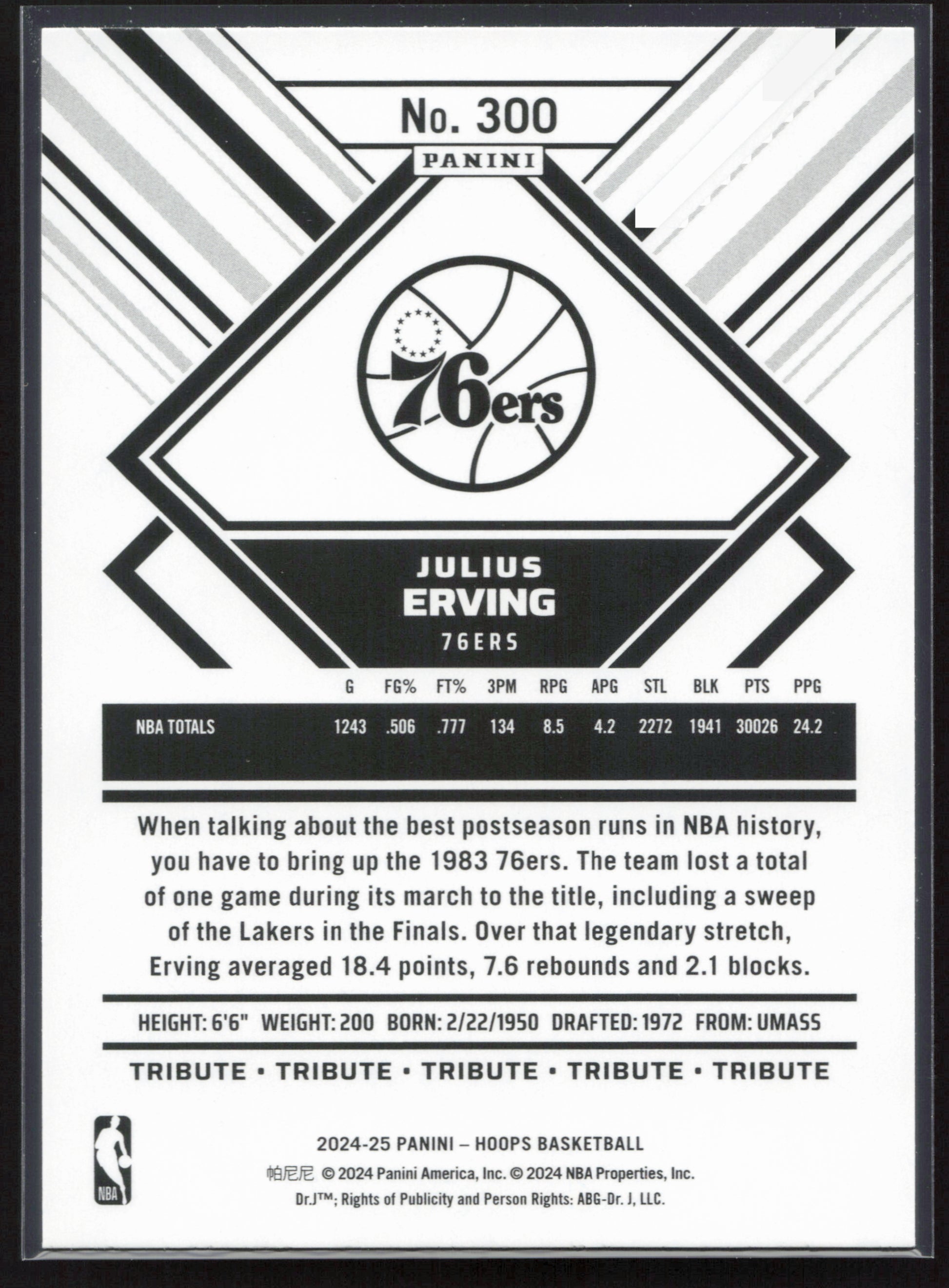 2024-25 Hoops #300 Julius Erving NM300