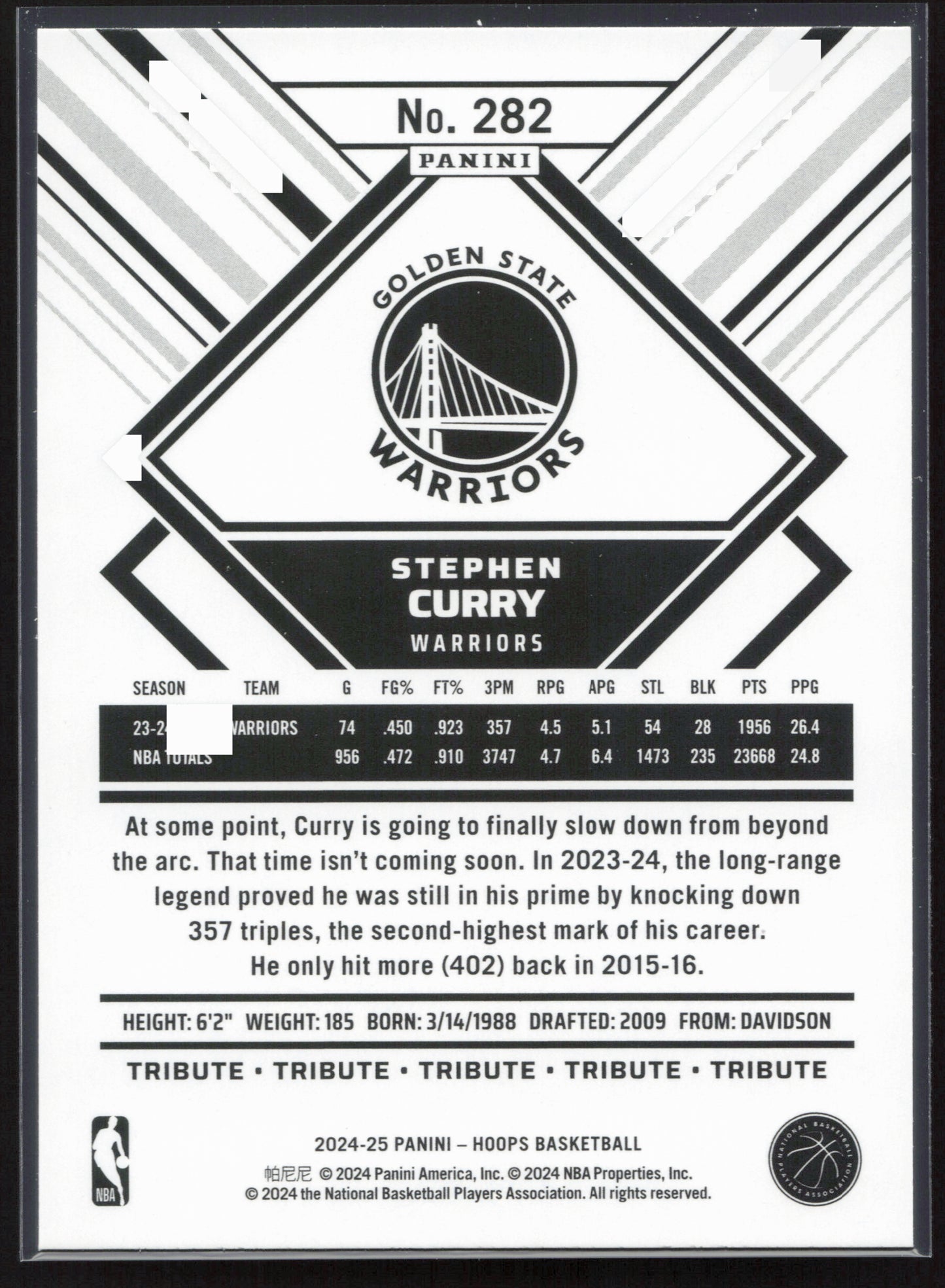 2024-25 Hoops #282 Stephen Curry NM282