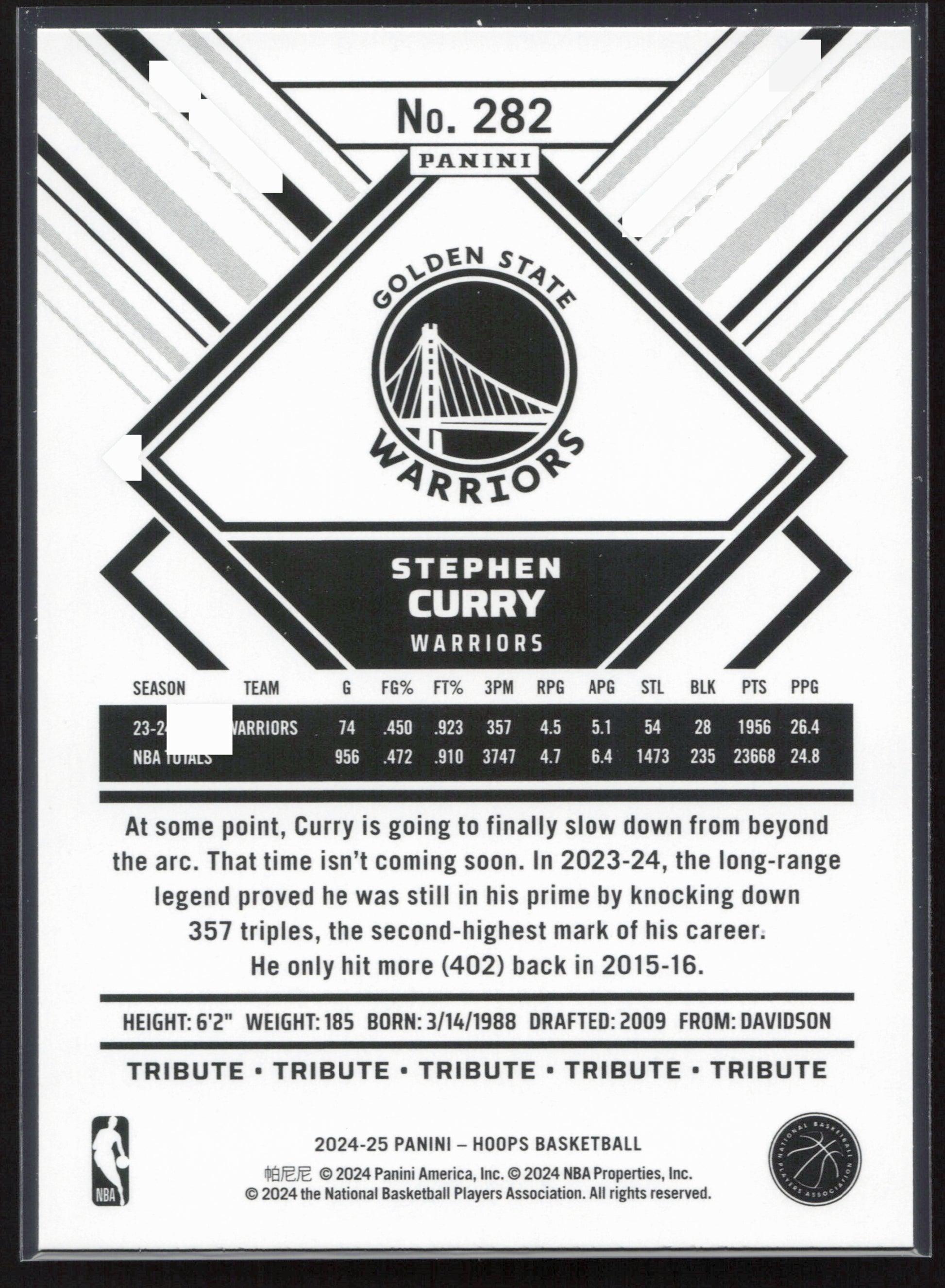 2024-25 Hoops #282 Stephen Curry NM282
