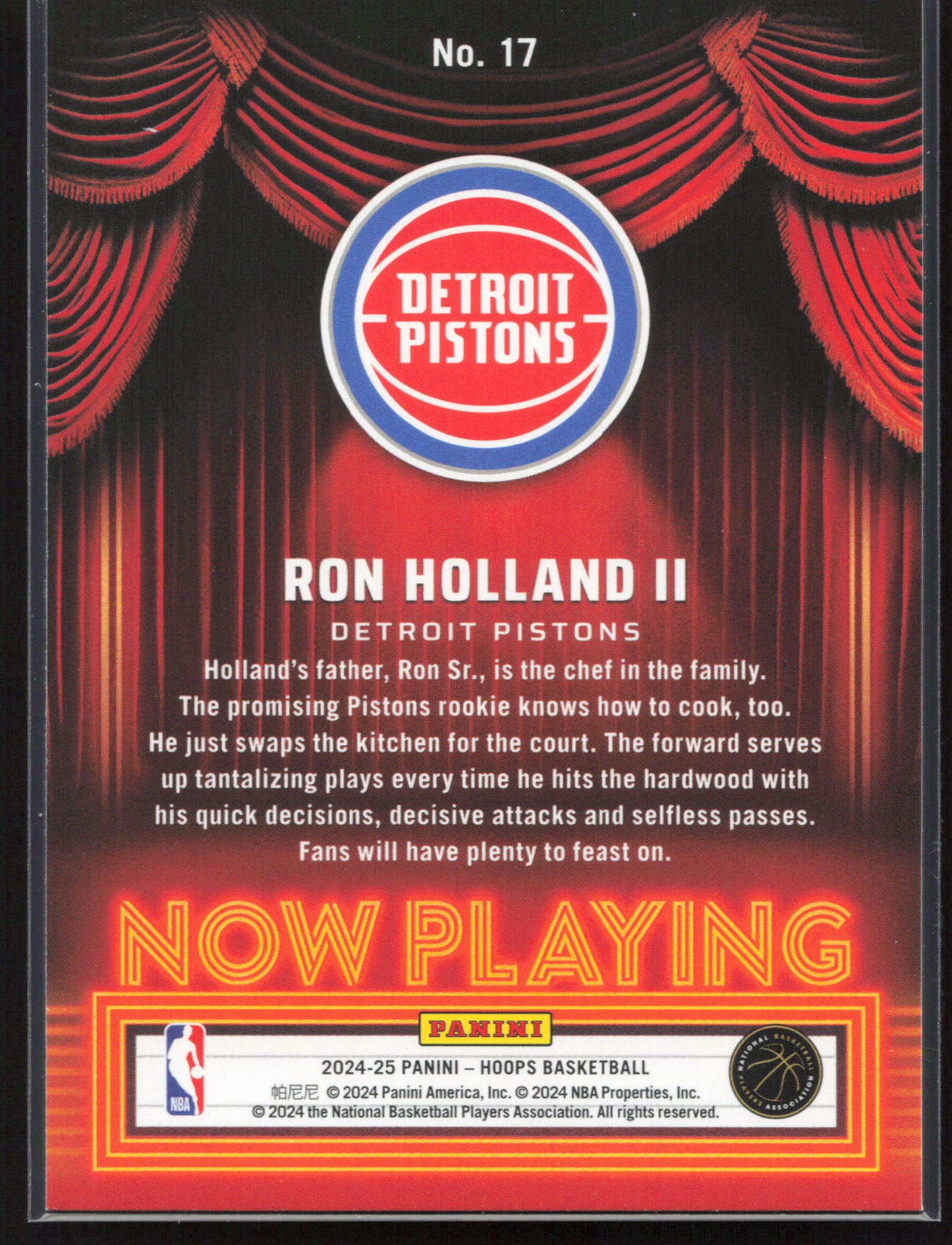 2024-25 Hoops #17 Ron Holland II Now Playing