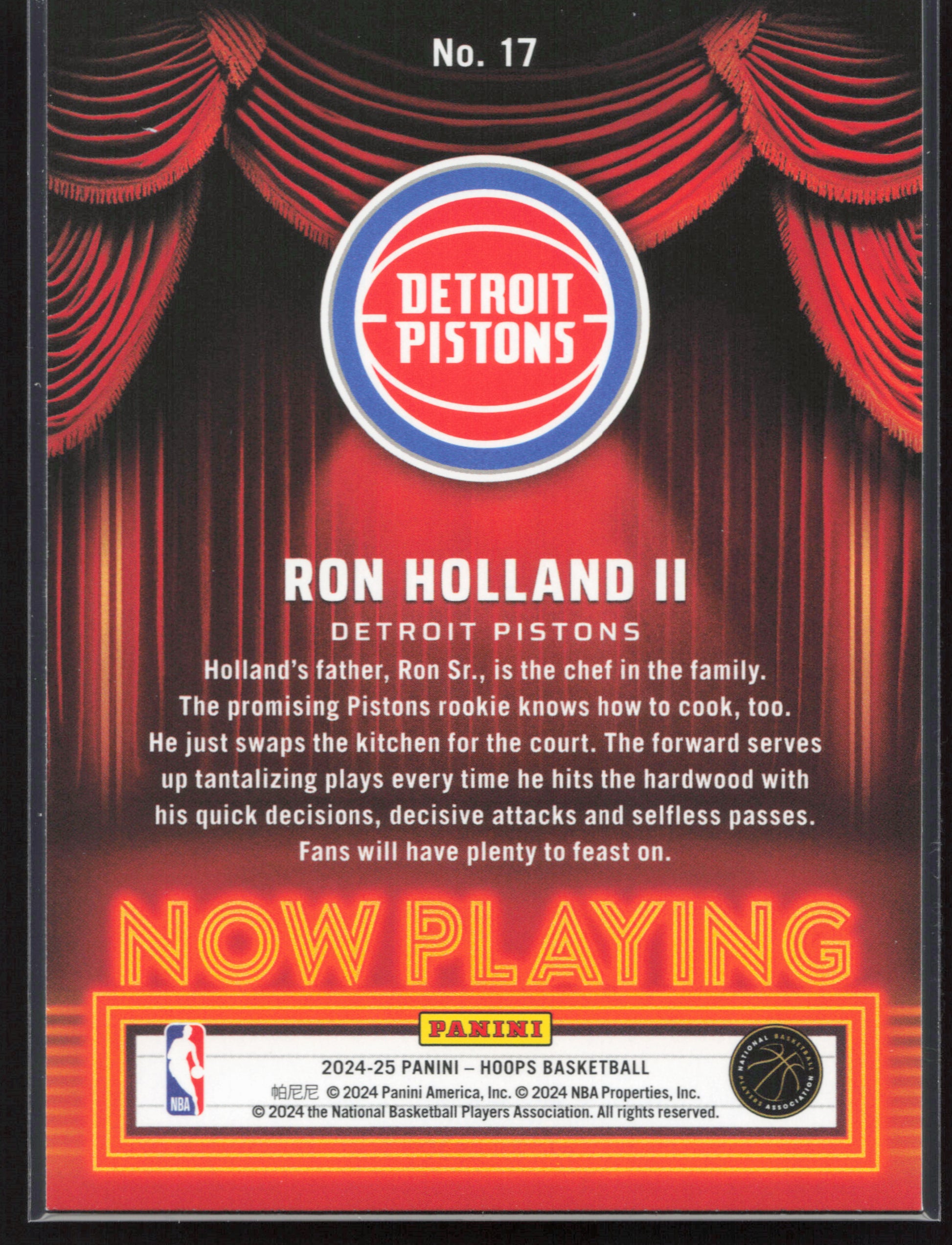 2024-25 Hoops #17 Ron Holland II Now Playing