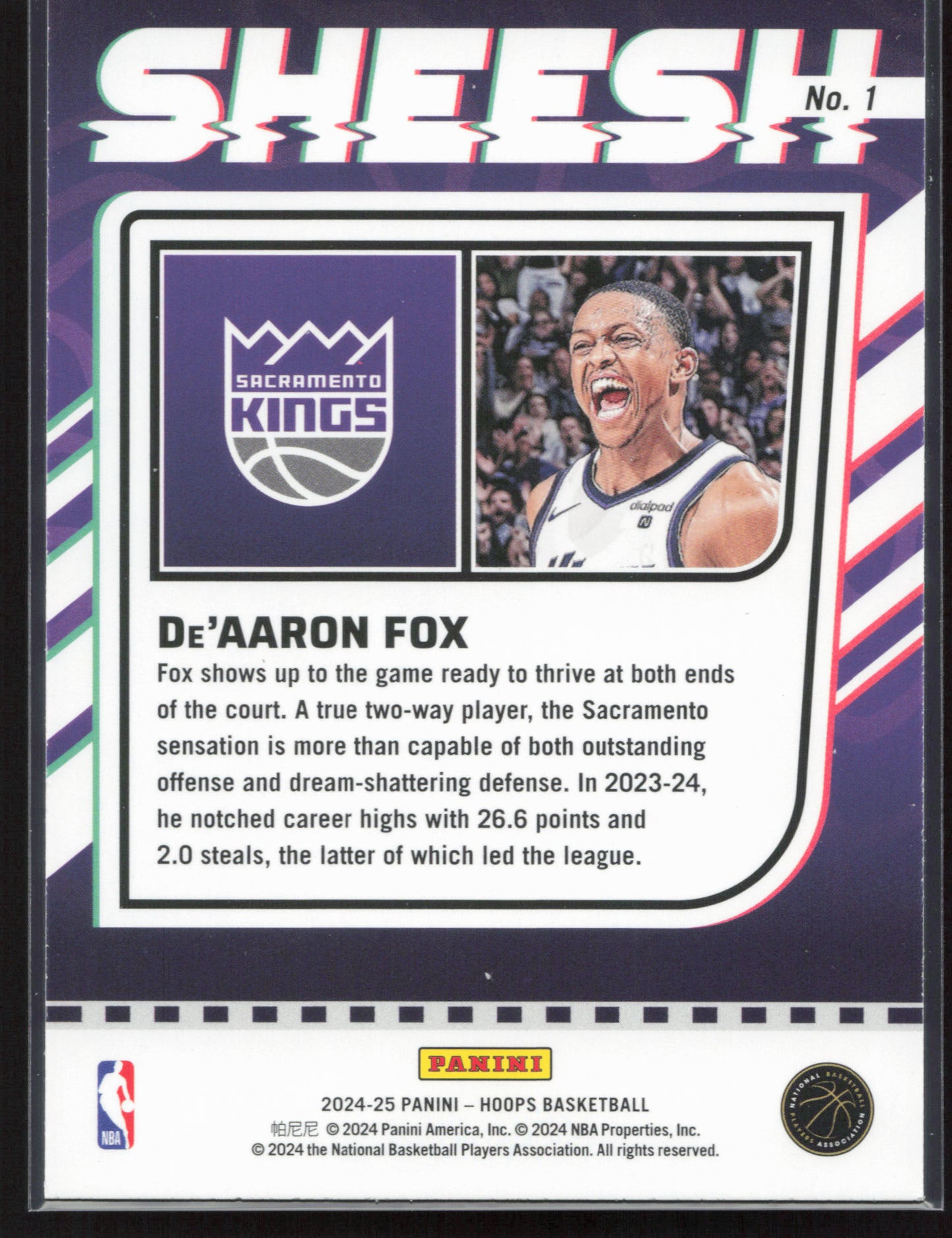 2024-25 Hoops #1 De'Aaron Fox Sheesh