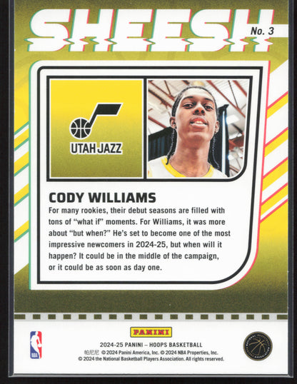 2024-25 Hoops #3 Cody Williams Sheesh
