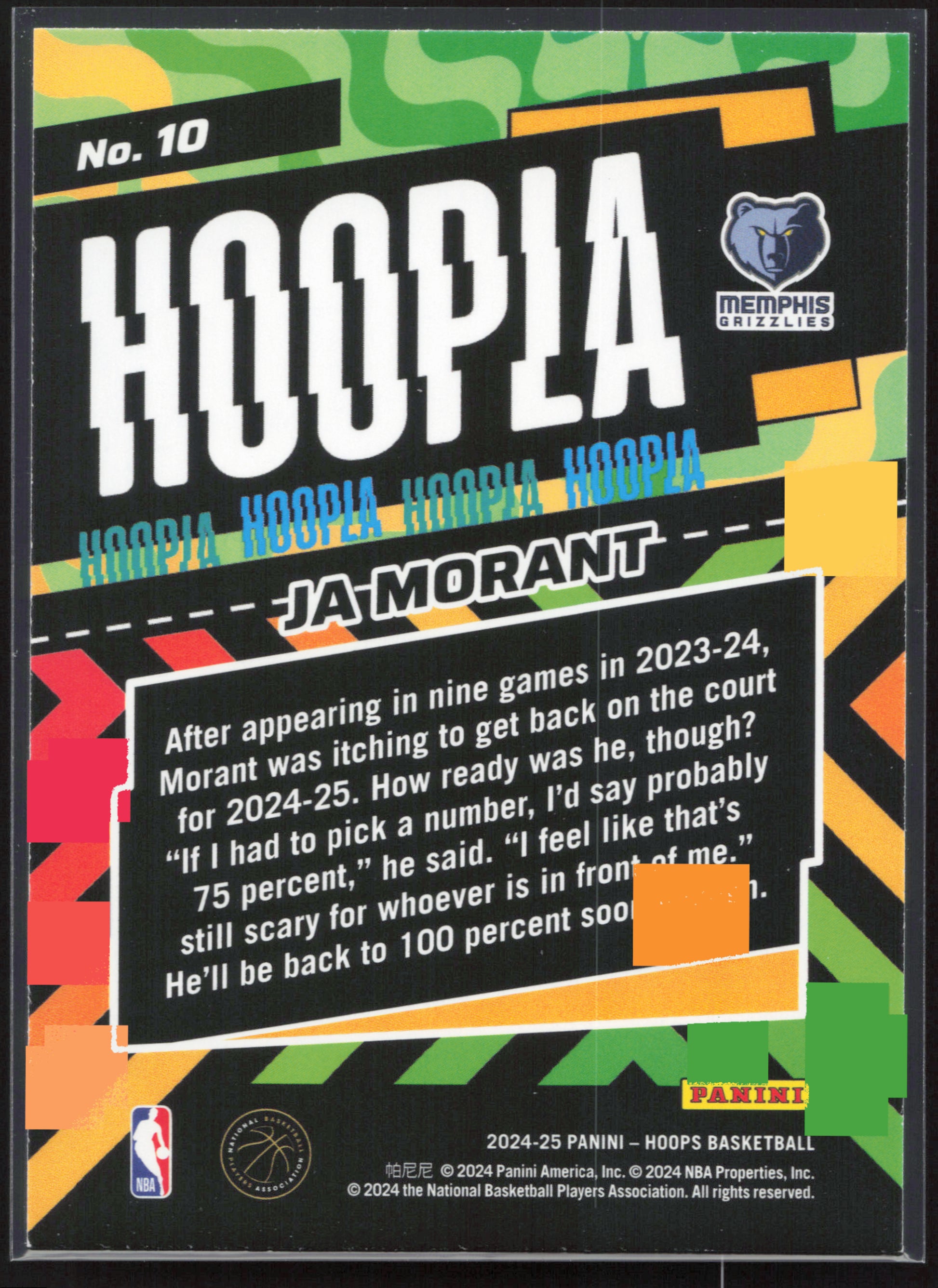 2024-25 Hoops #10 Ja Morant Hoopla