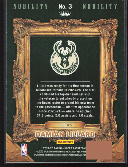 2024-25 Hoops #3 Damian Lillard Nobility