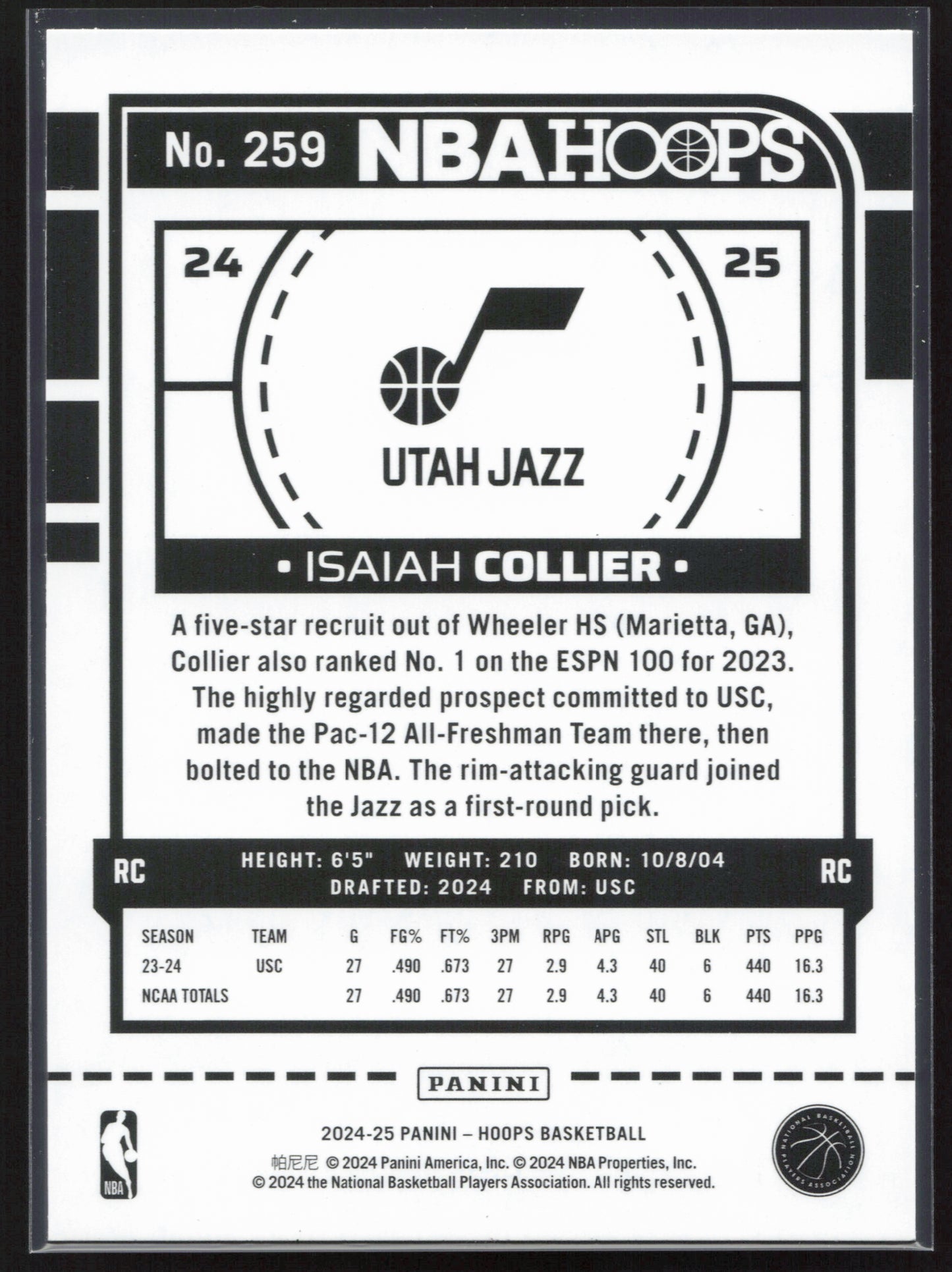 2024-25 Hoops #259 Isaiah Collier Texture