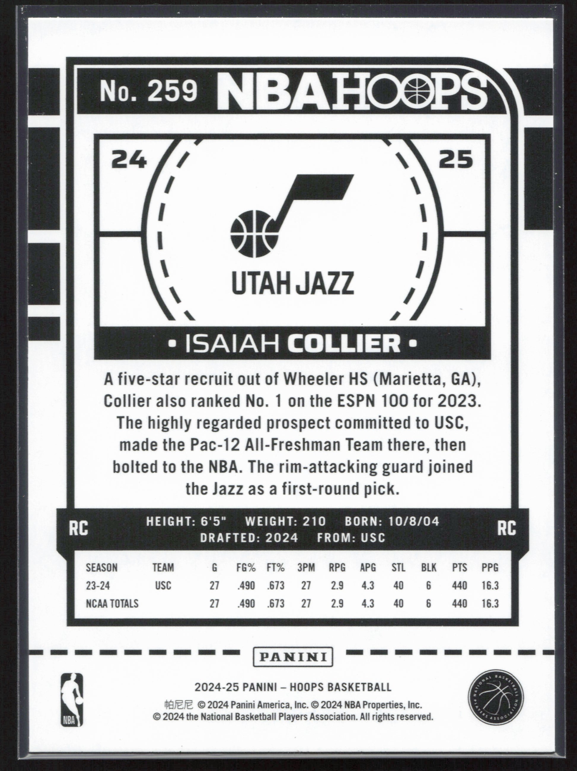 2024-25 Hoops #259 Isaiah Collier Texture