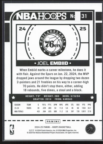 2024-25 Hoops #131 Joel Embiid Texture