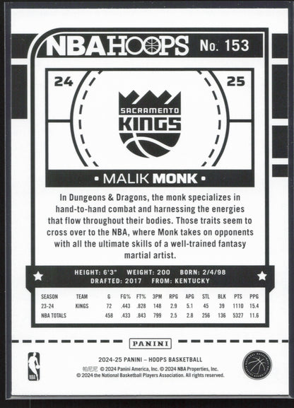 2024-25 Hoops #153 Malik Monk Texture