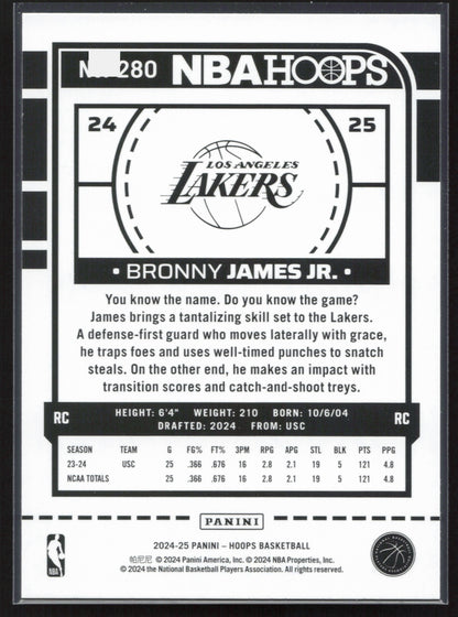 2024-25 Hoops #280 Bronny James Jr. Texture