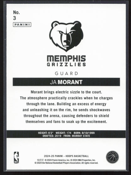 2024-25 Hoops #3 Ja Morant Hoops Throwback