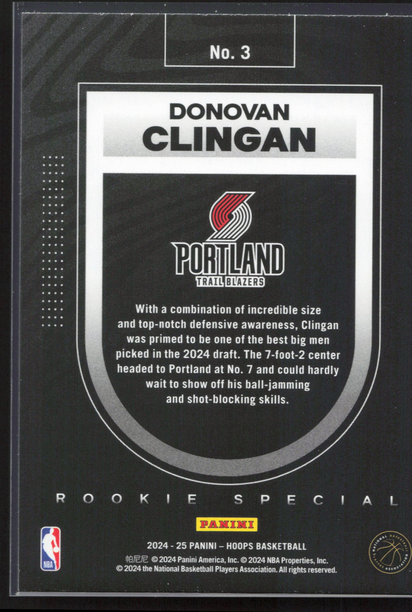 2024-25 Hoops #3 Donovan Clingan Rookie Special