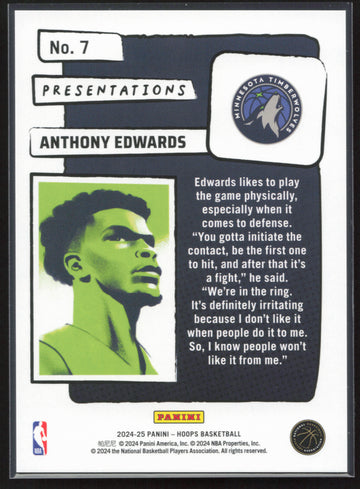
2024-25 Hoops #7 Anthony Edwards Presentations