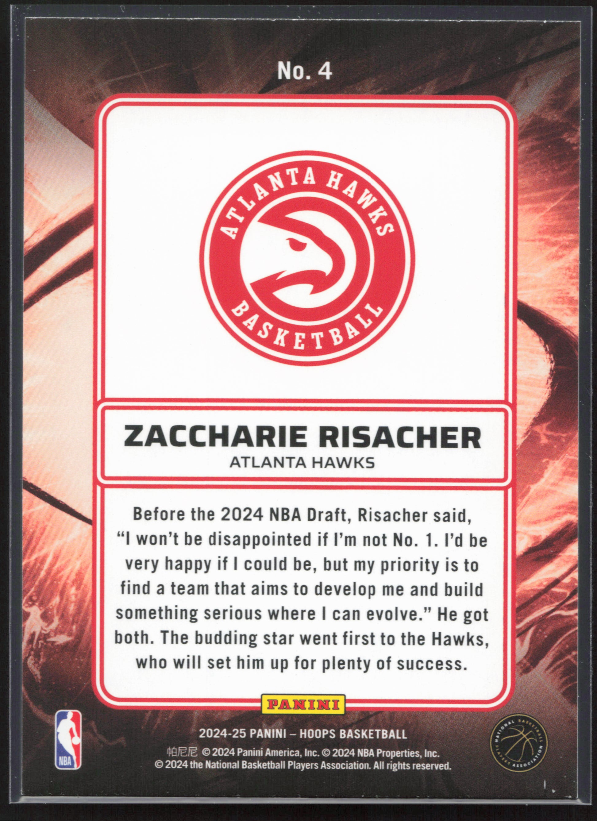 2024-25 Hoops #4 Zaccharie Risacher Ignition