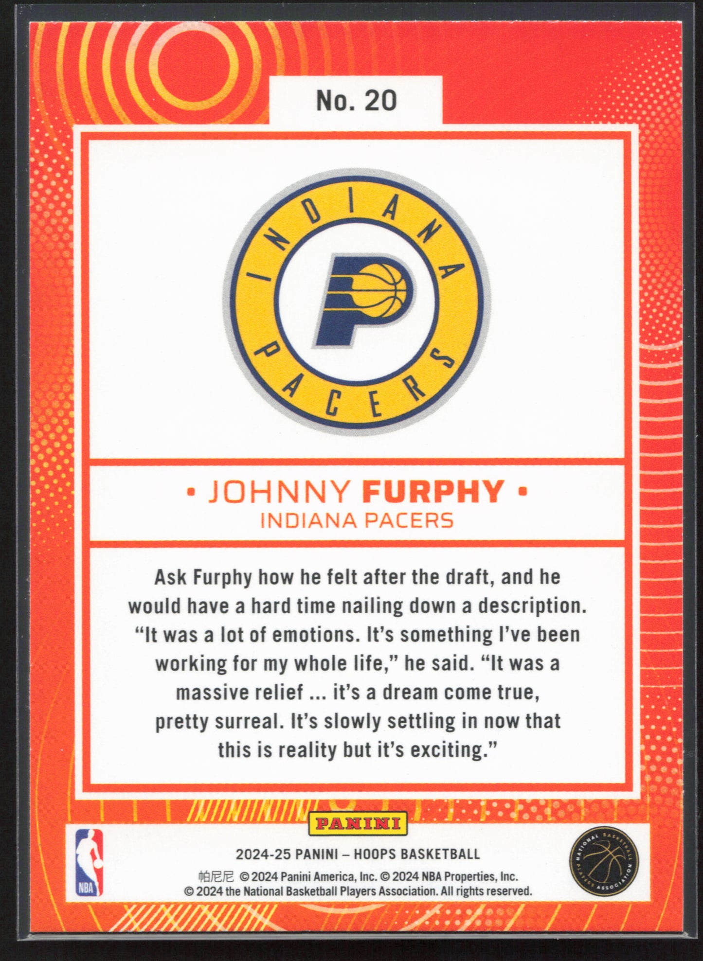 2024-25 Hoops #20 Johnny Furphy We Got Next