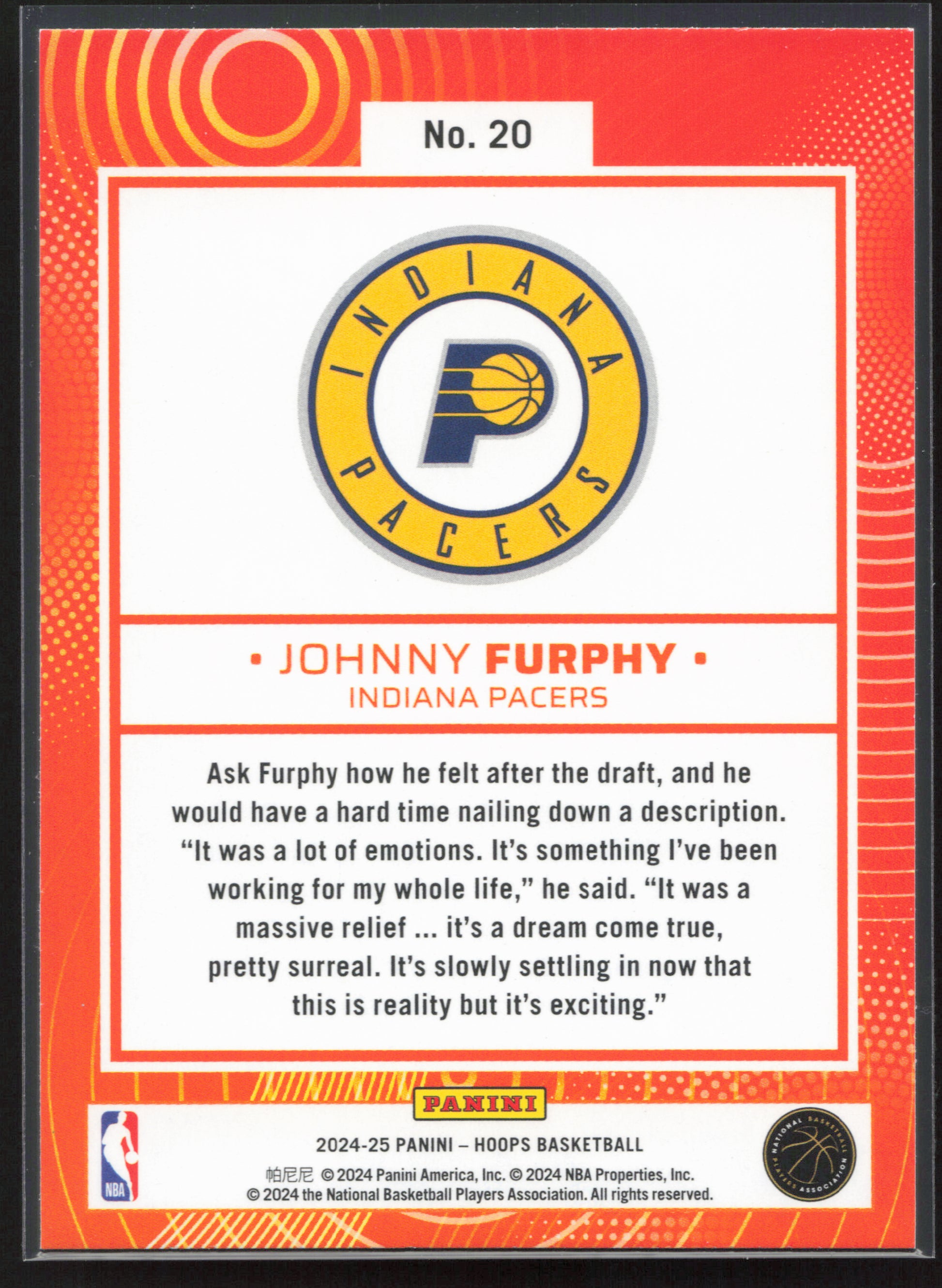 2024-25 Hoops #20 Johnny Furphy We Got Next