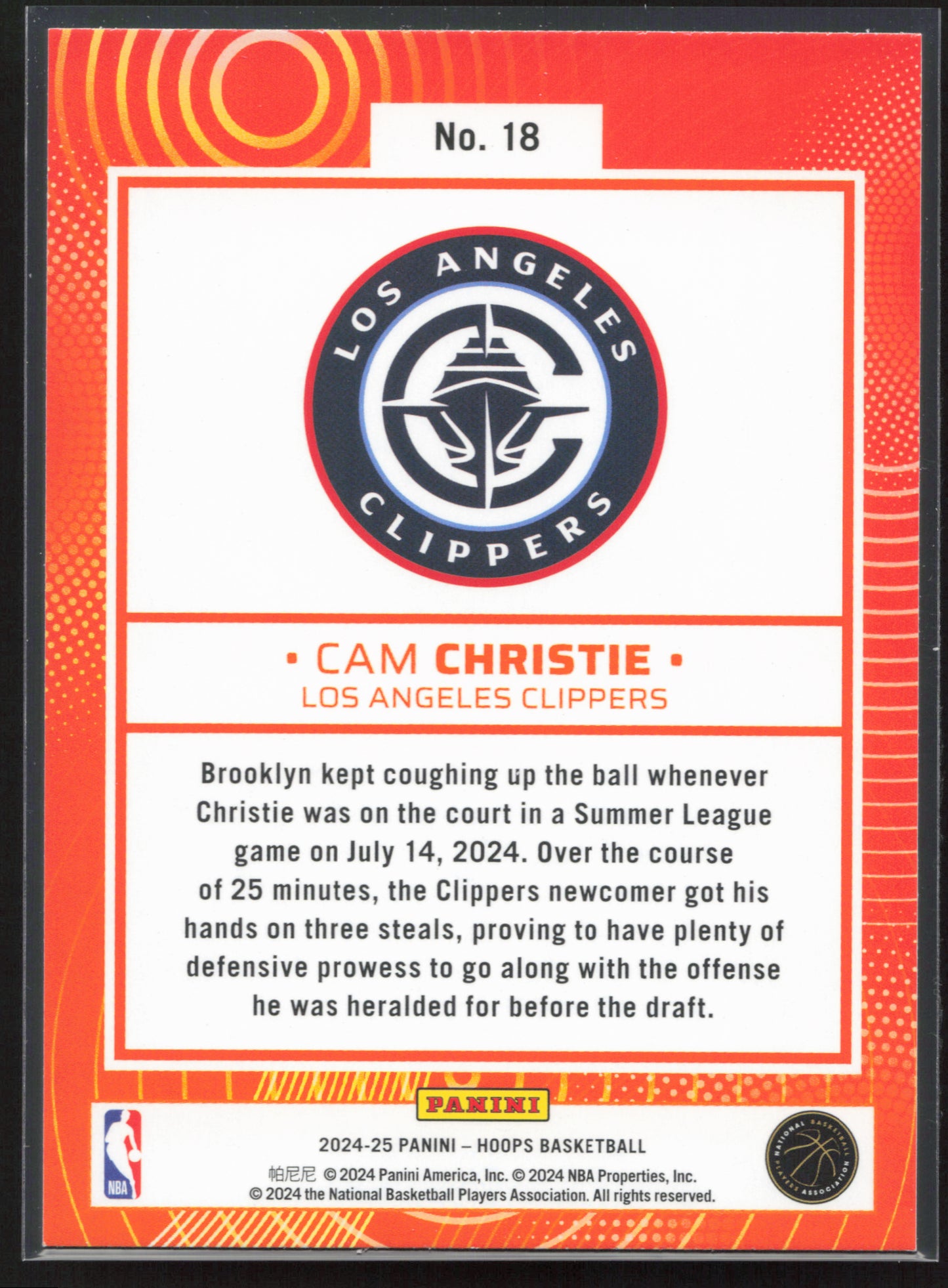 2024-25 Hoops #18 Cam Christie We Got Next