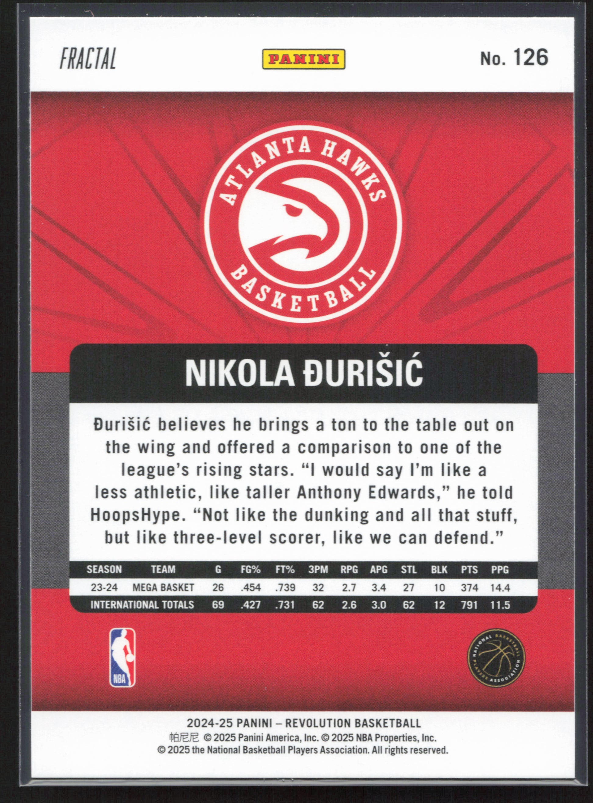 2024-25 Panini Revolution #126 Nikola Durisic - Fractal
