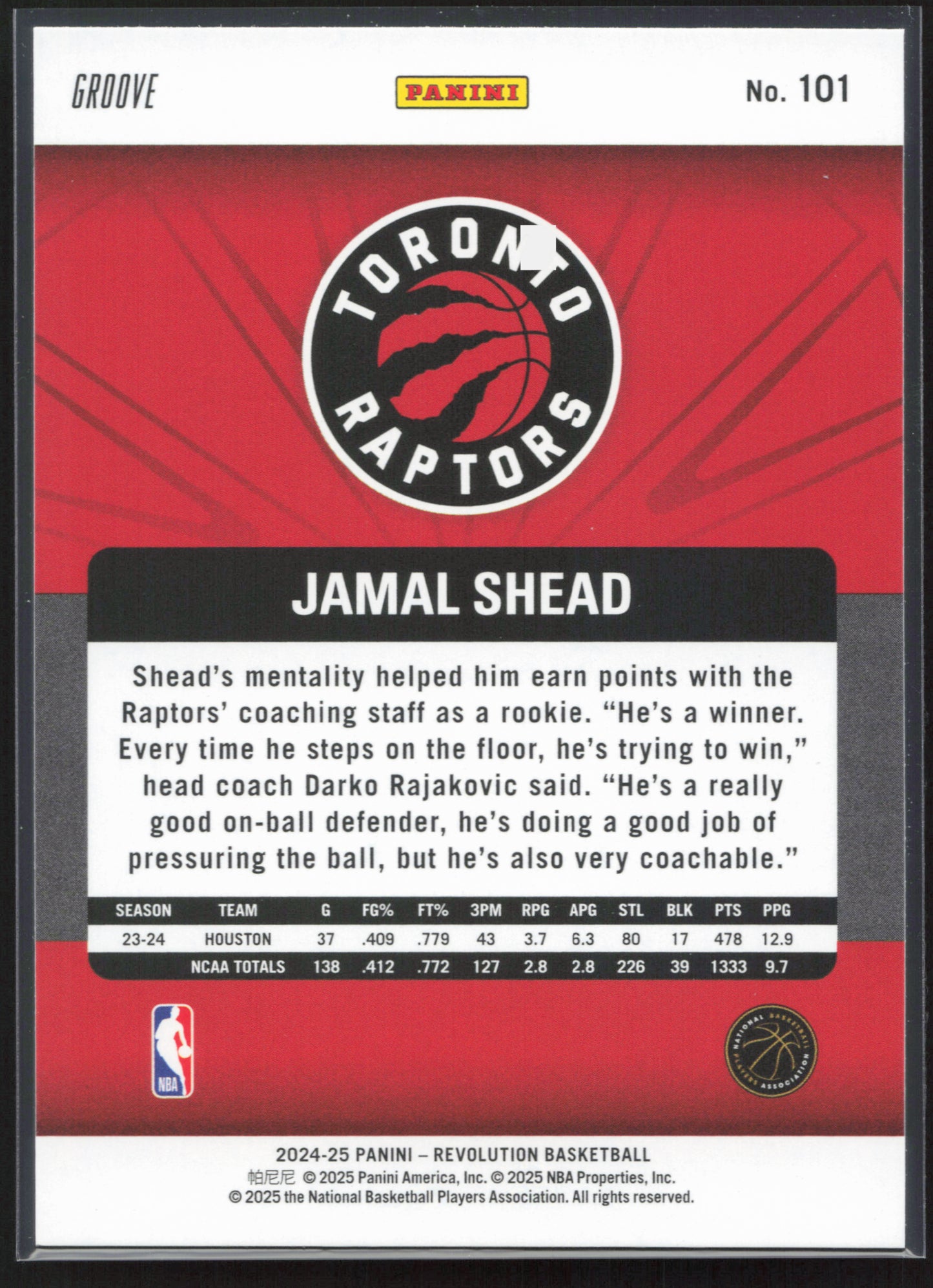 2024-25 Panini Revolution #101 Jamal Shead - Groove