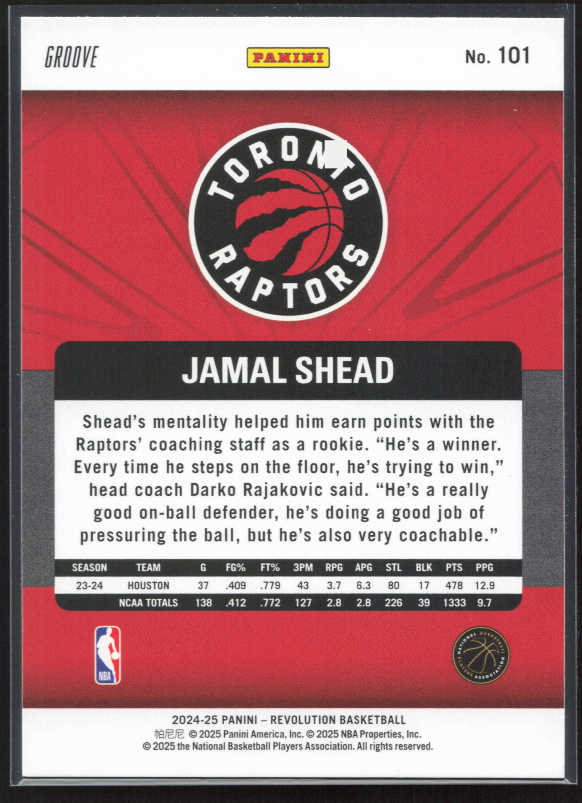 2024-25 Panini Revolution #101 Jamal Shead - Groove