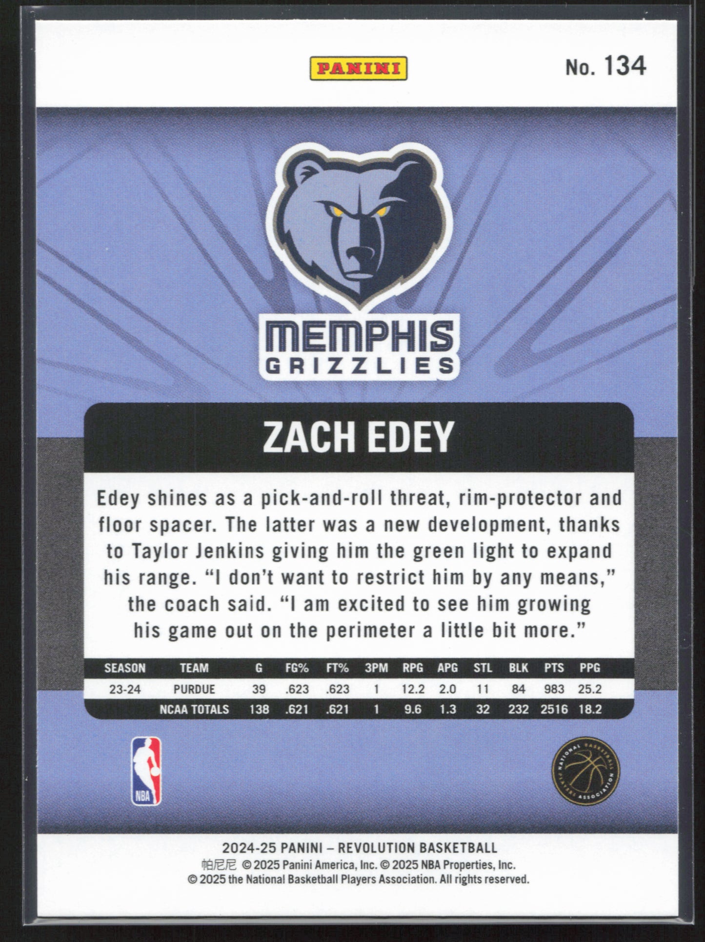 2024-25 Panini Revolution #134 Zach Edey