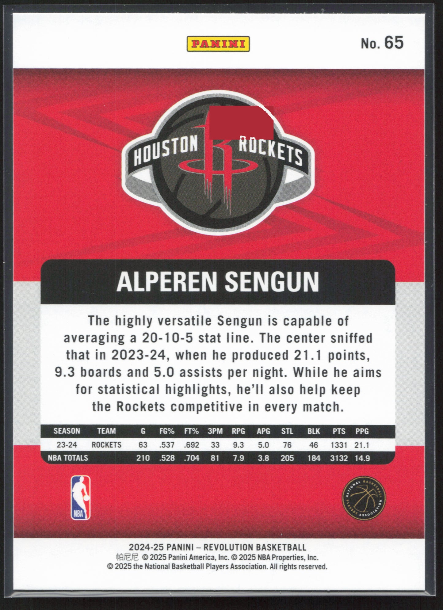 2024-25 Panini Revolution #65 Alperen Sengun