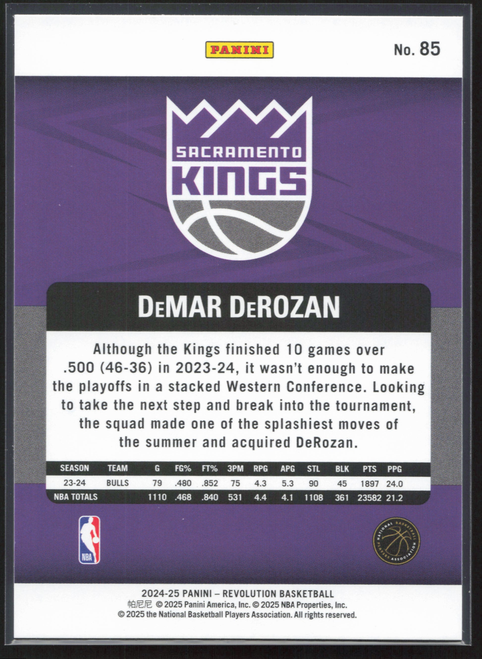 2024-25 Panini Revolution #85 Demar Derozan