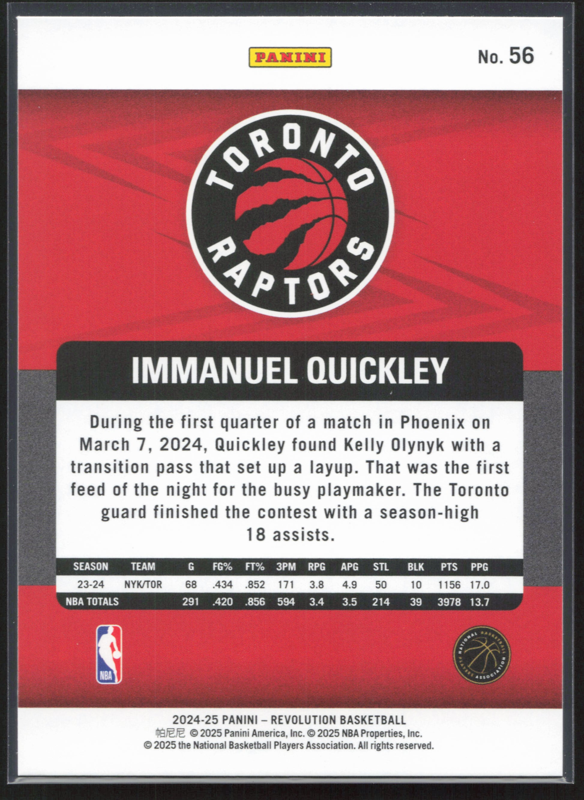 2024-25 Panini Revolution #56 Immanuel Quickley