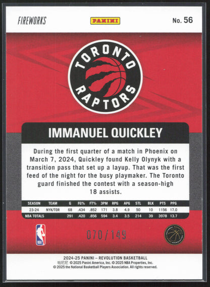 2024-25 Panini Revolution Immanuel Quickley - Fireworks #/149
