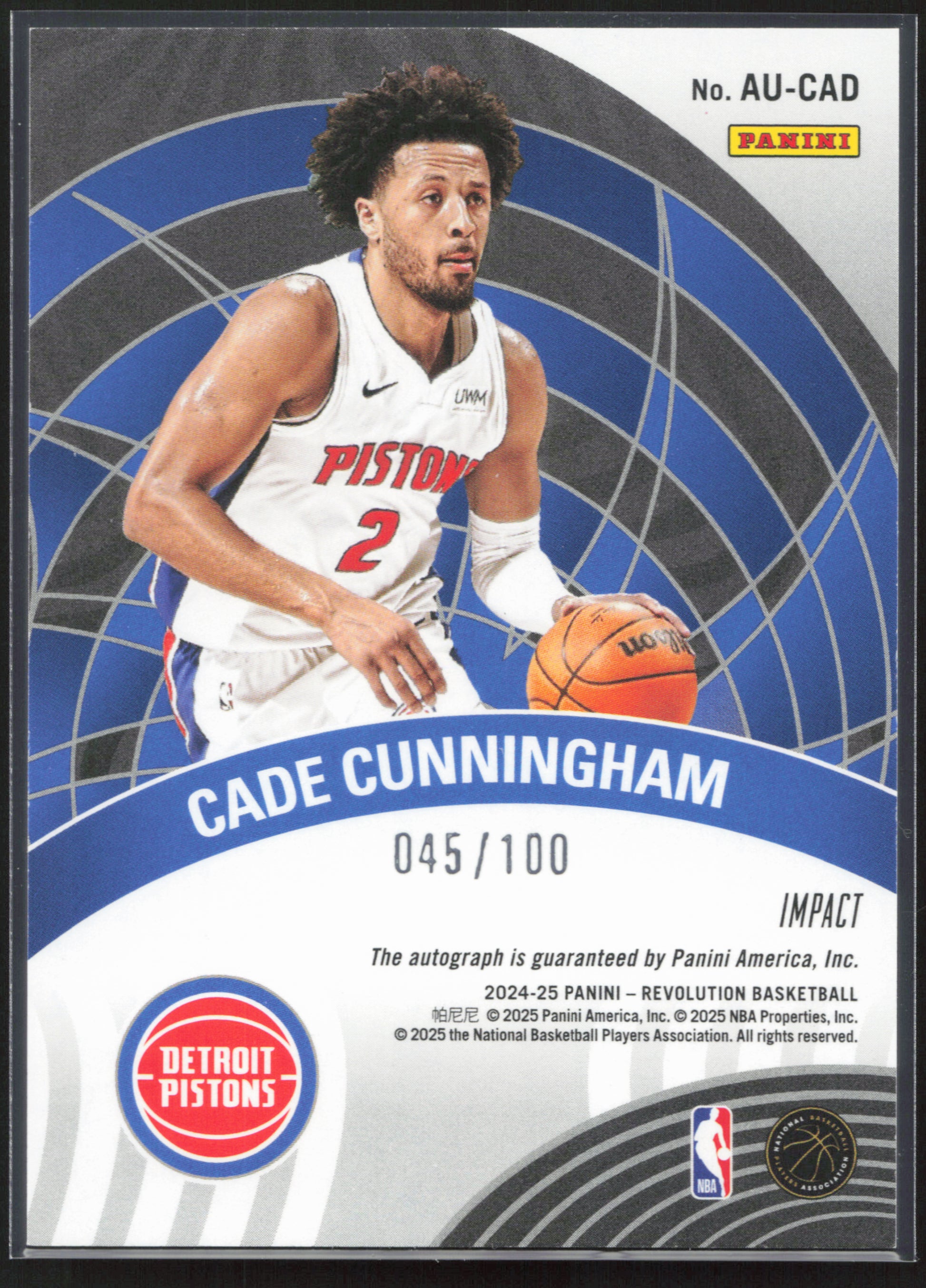 2024-25 Panini Revolution Cade Cunningham  - AU-CAD Impact #/100