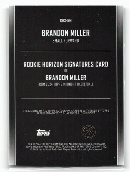 2023-24 Topps Midnight #RHS-BM Brandon Miller Rookie Signatures Dusk #/75