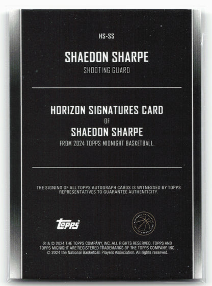 2023-24 Topps Midnight #HS-SS Shaedon Sharpe Signatures Twilight Max #/199