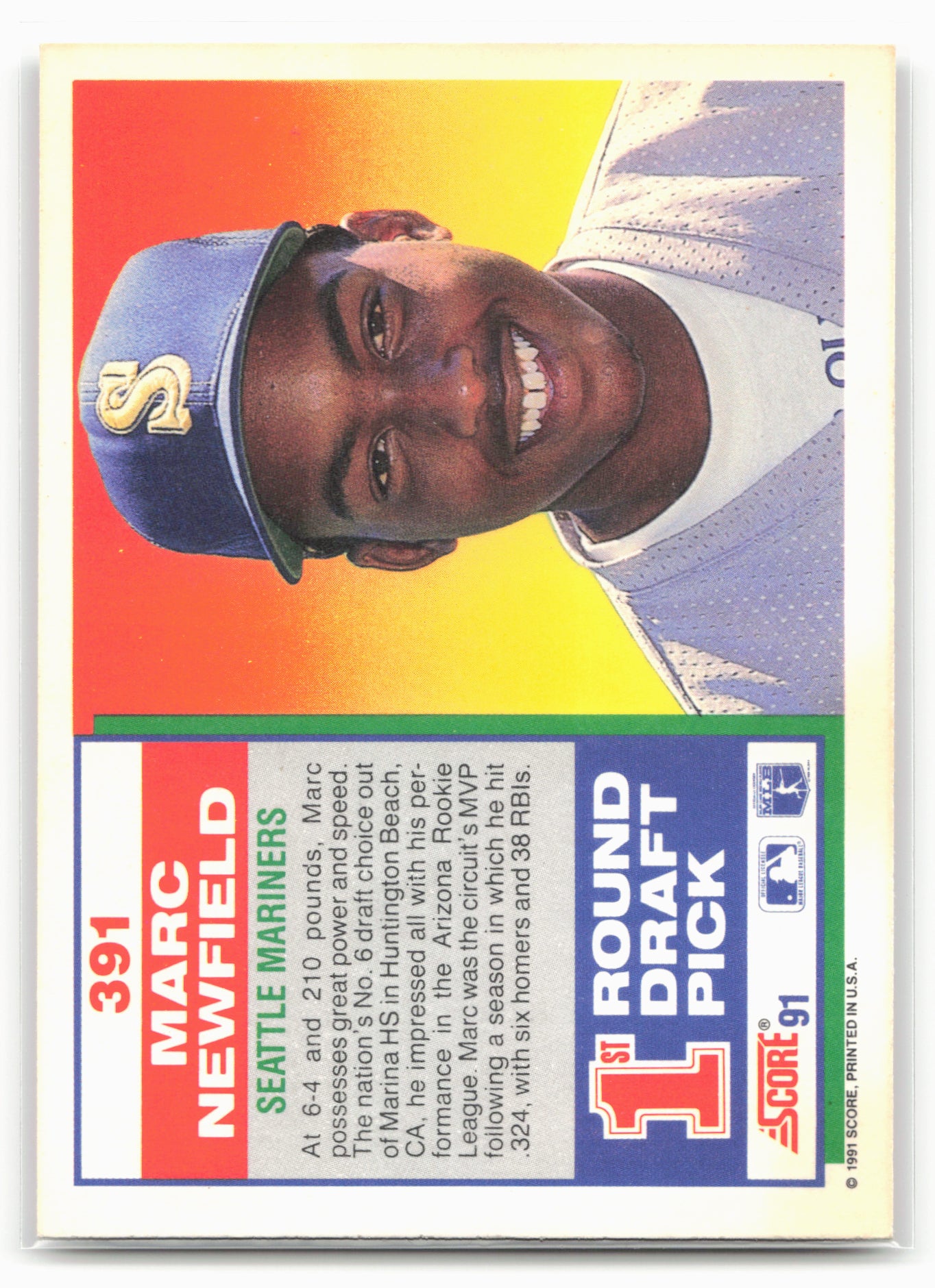 1991 Score #391 Marc Newfield