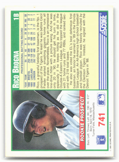 1991 Score #741 Rico Brogna