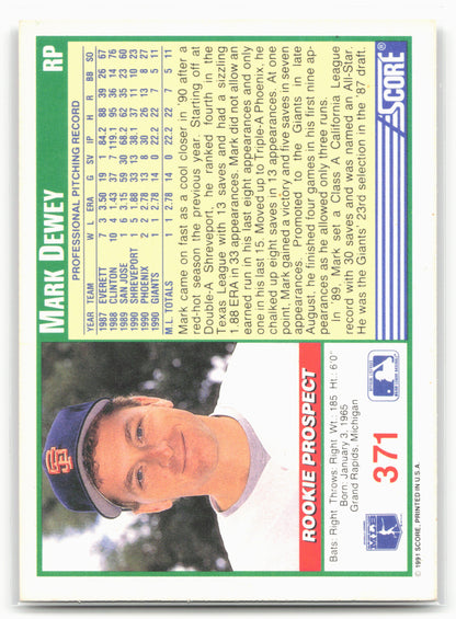 1991 Score #371 Mark Dewey