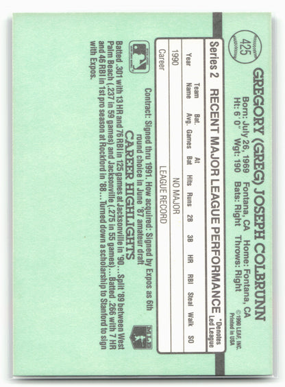 1991 Donruss #425b Greg Colbrunn
