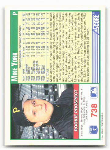 1991 Score #738 Mike York