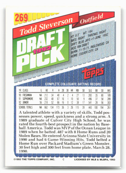 1993 Topps #269 Todd Steverson Gold