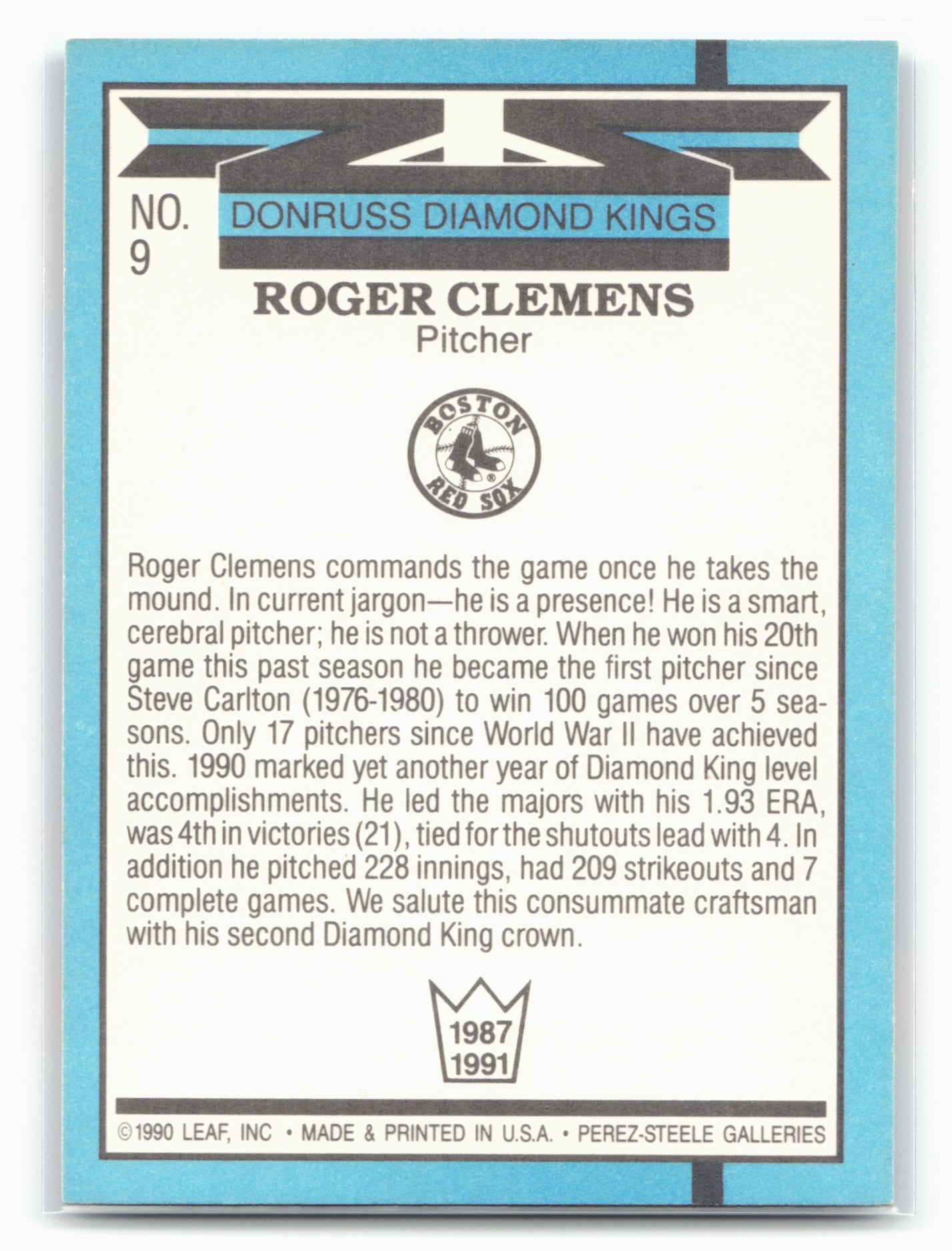 1991 Donruss #9 Roger Clemens