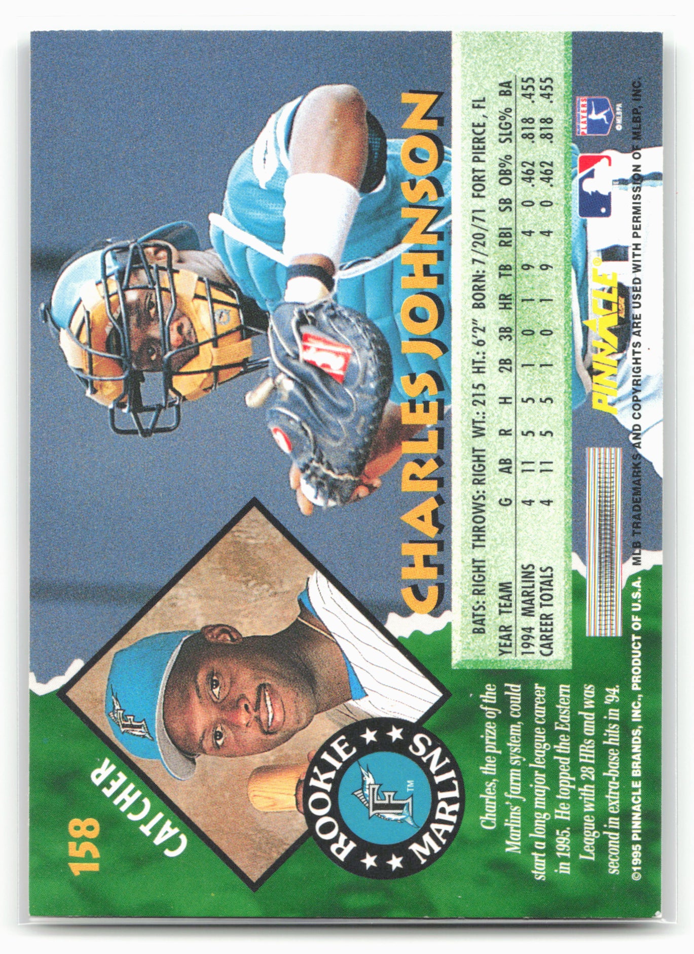 1995 Pinnacle #158 Charles Johnson