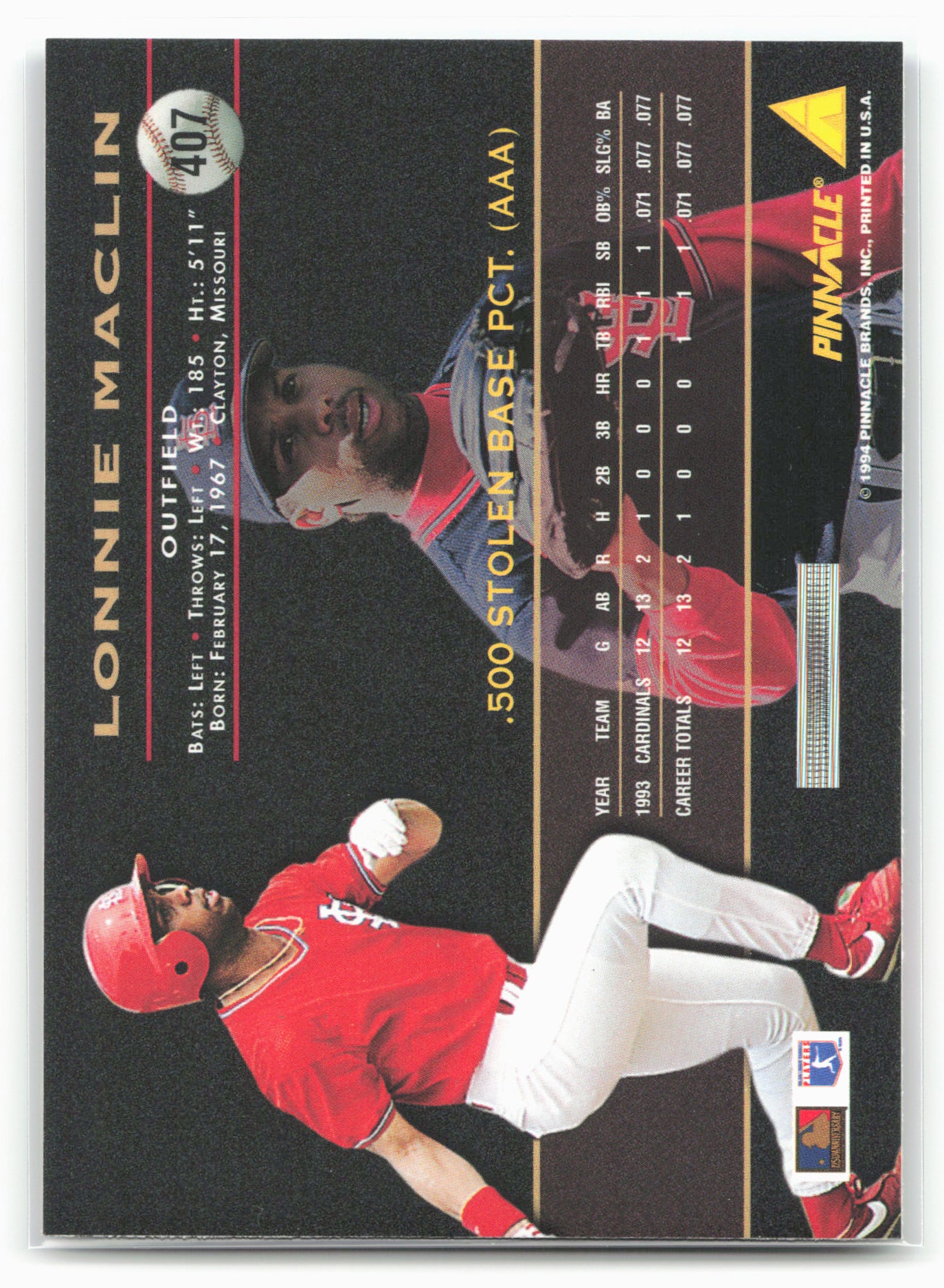 1994 Pinnacle #407 Lonnie Maclin
