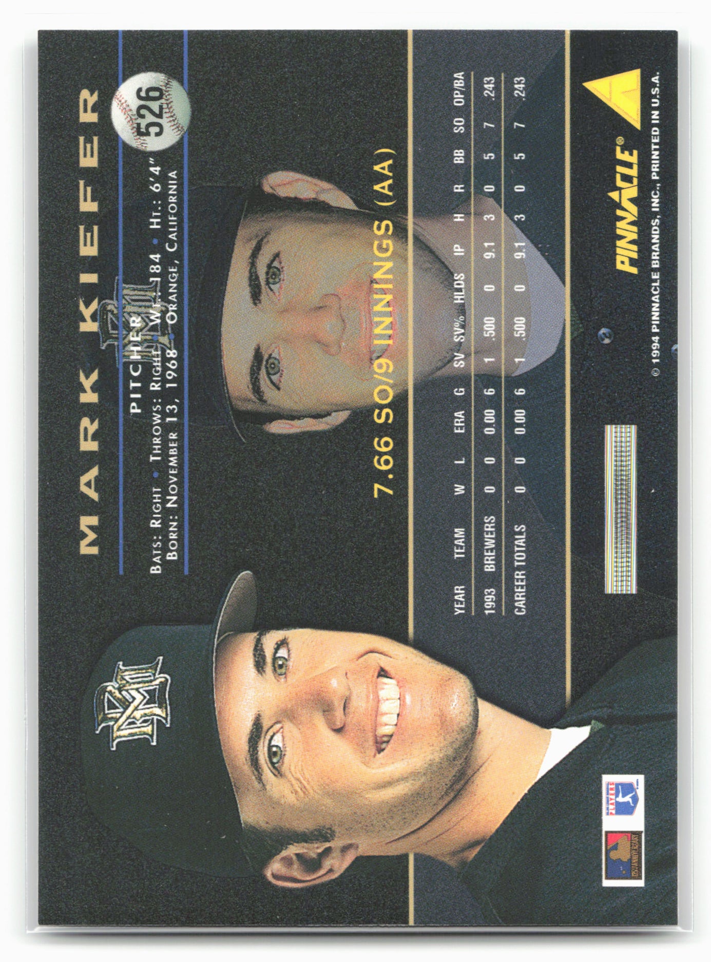 1994 Pinnacle #526 Mark Kiefer