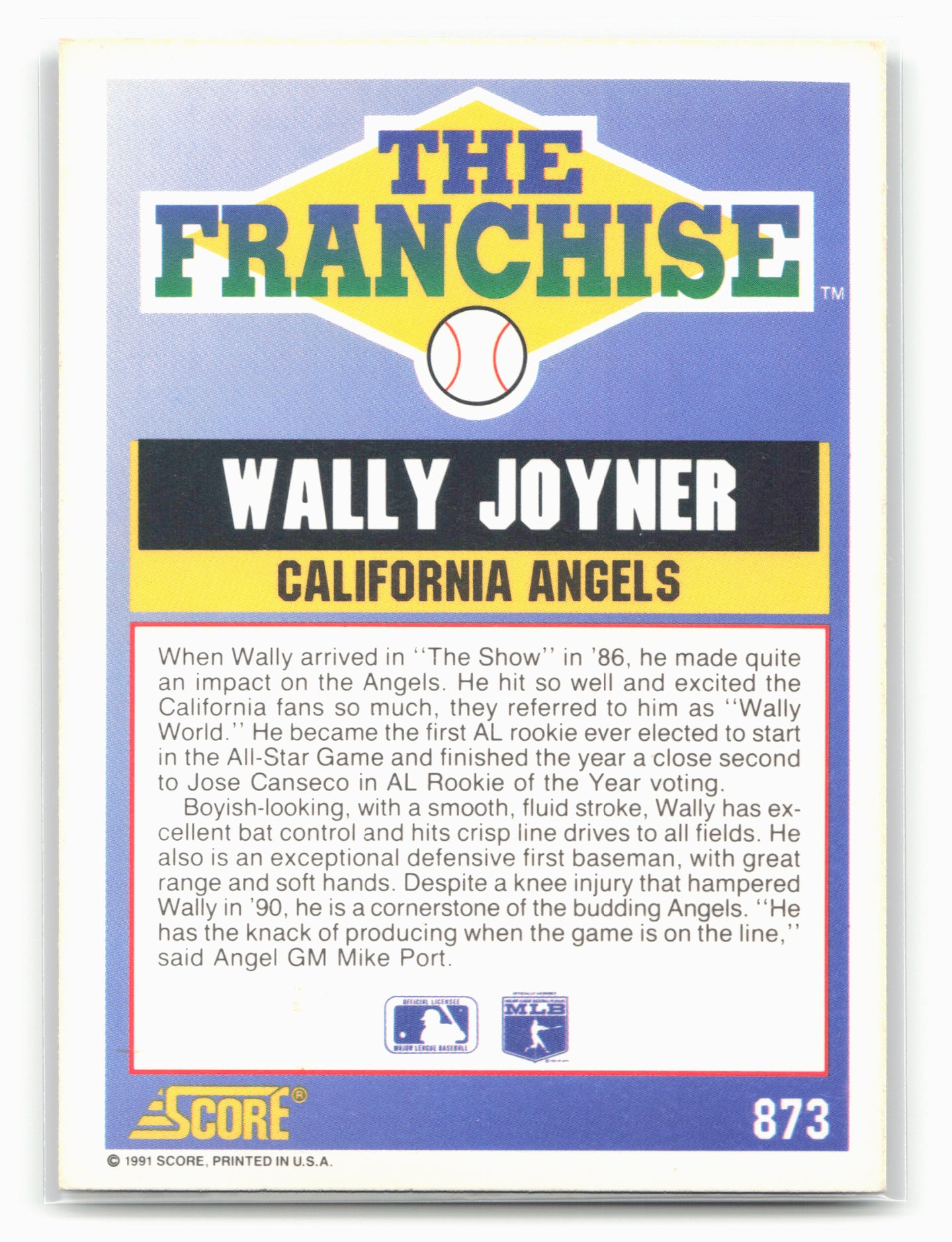 1991 Score #873 Wally Joyner