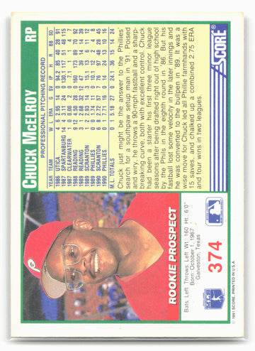1991 Score #374 Chuck McElroy