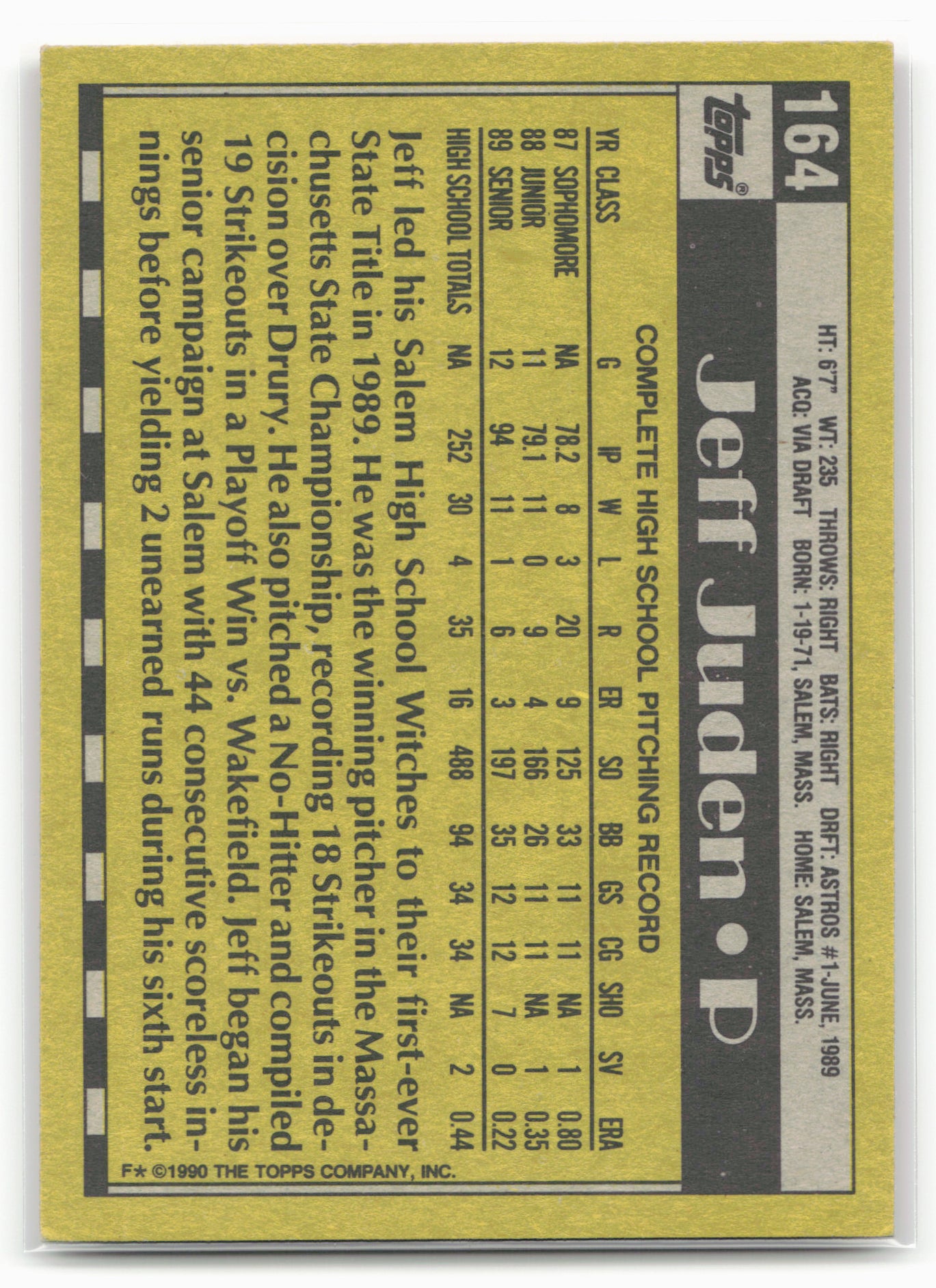 1990 Topps #164 Jeff Juden