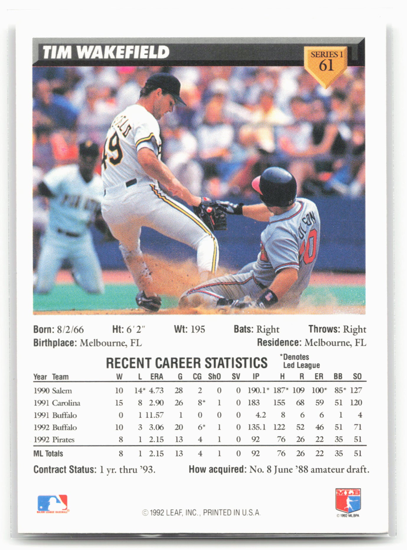 1993 Donruss #61 Tim Wakefield