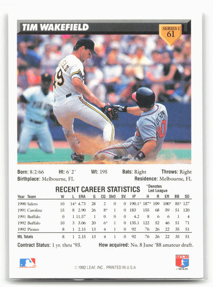 1993 Donruss #61 Tim Wakefield