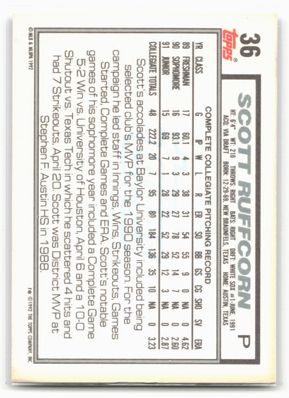 1992 Topps #36 Scott Ruffcorn