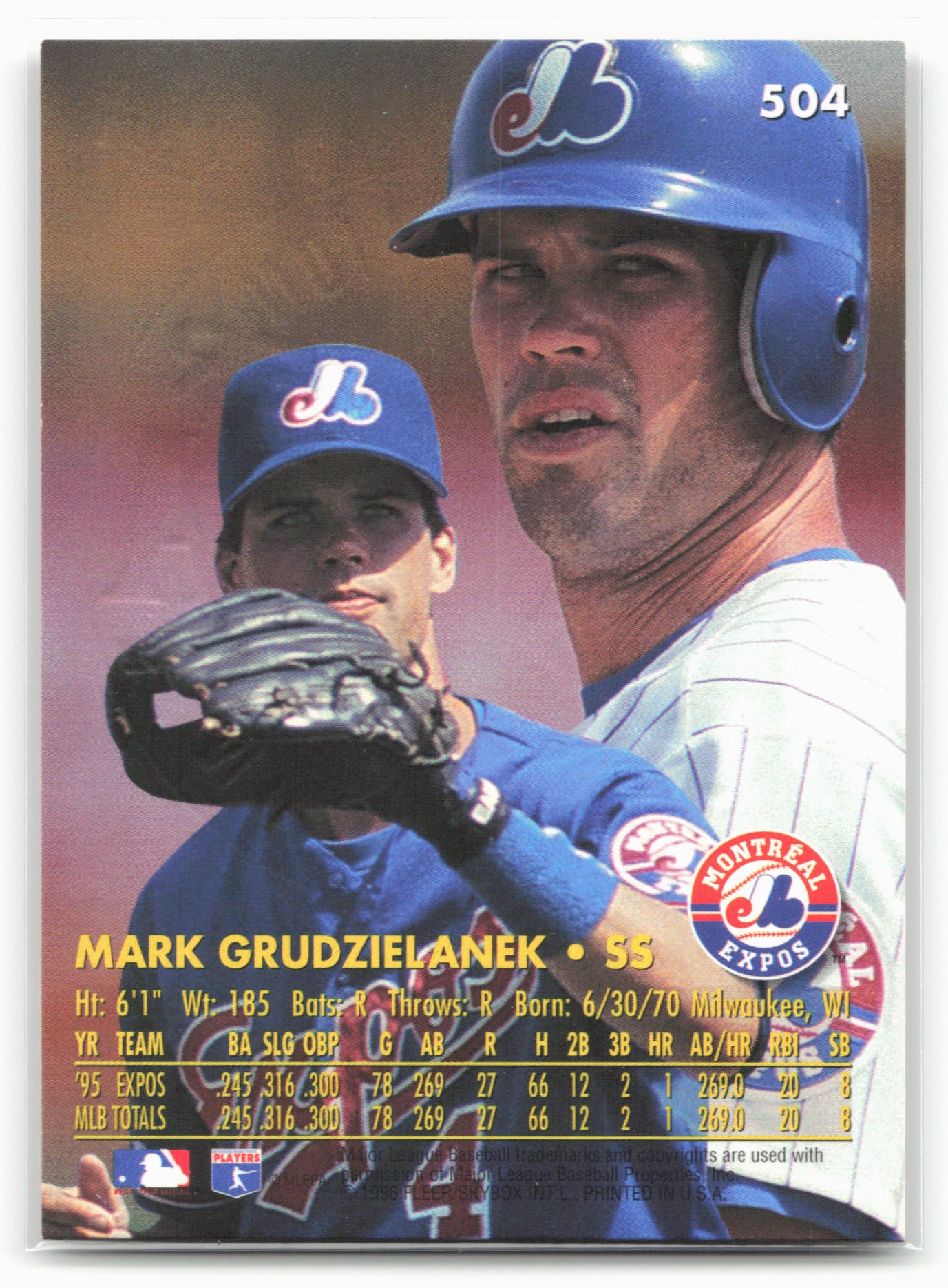 1996 Ultra #504 Mark Grudzielanek Gold Medallion